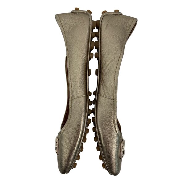 Metallic Gold Leather 9.5 Coach Driving Loafers Rubber Sole 9.5 Ballet Flats - Picture 8 of 12